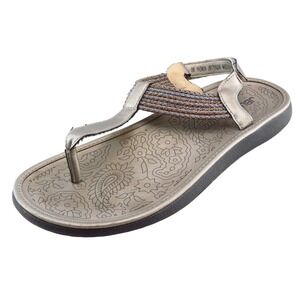 JBU‎ Yasmin T-Strap Sandals Gray Synthetic Women Shoes Size 8 Medium